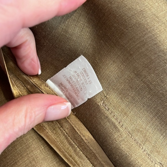 Linen duster. Gorgeous bronze. Wide collar. Tabbed roll sleeve. Patch pots - Picture 7 of 9